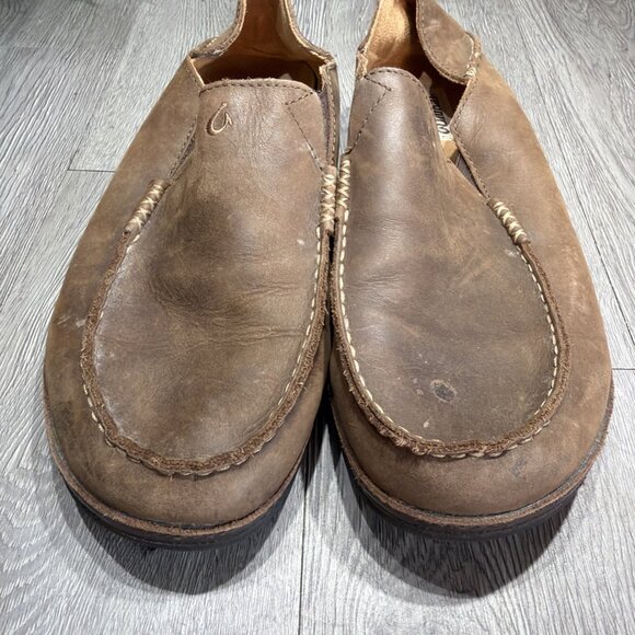 Olukai Moloa Men\'s Leather Slip On Shoes Water Beach Brown Size 13 main image 4